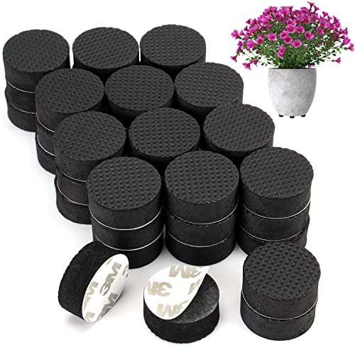 Belle Vous 40er Pack Unsichtbarer Blumentopf Füße - Blumenständer Schwarz Gummifüße Selbstklebend - Anti Rutsch Gummi Untersetzer Blumentopf Unterlage für Mittelgroße & Große Töpfe - für Innen & Außen von BELLE VOUS