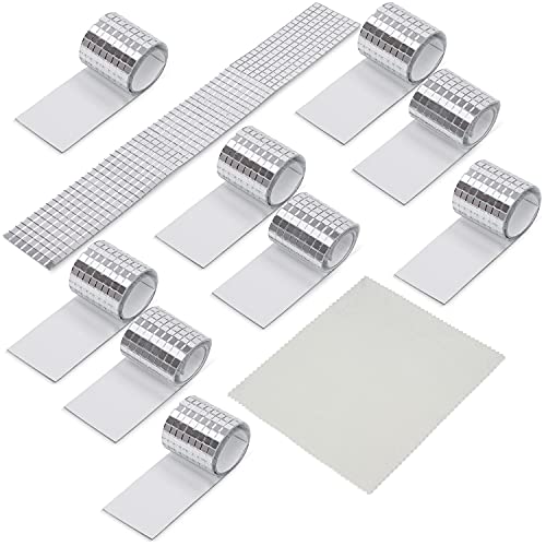 Belle Vous 4800pcs x 5 mm Quadratische Spiegel Mosaik Spiegel Klein Selbstklebend Glas DIY Mini Spiegel Fliesen mit Reinigungstuch 10Stk - Dekorative Spiegelmosaik Selbstklebend Silber Zubehör Deko von BELLE VOUS