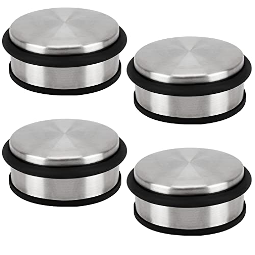 Belle Vous 4er Pack Türstopper Boden Door Stopper aus Edelstahl - 10cm x 1,20 kg - Türstopper Schwer, Robust & Rutschfest mit Schützendem Gummipufferringband - Für Haus-, Schul- & Bürotüren von BELLE VOUS