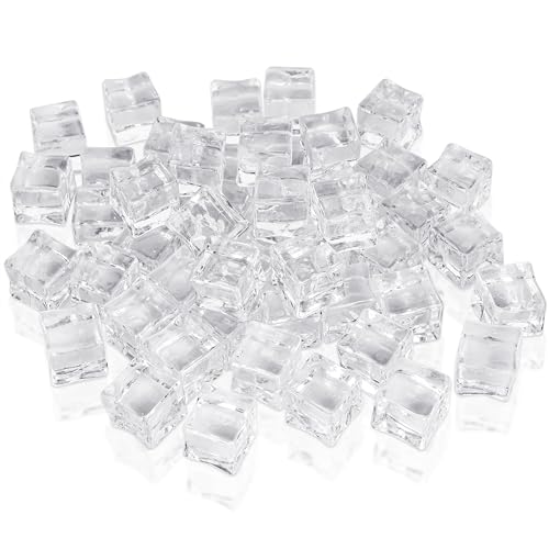 Belle Vous 50er Pack wiedervendbare Eiswürfel aus Kunststoff - 50er Set Dauereiswürfel Set - Plastik Eiswürfel wiederverwendbar - 20mm Acryl-Eiswürfel - Deko Eiswürfel Klar von BELLE VOUS