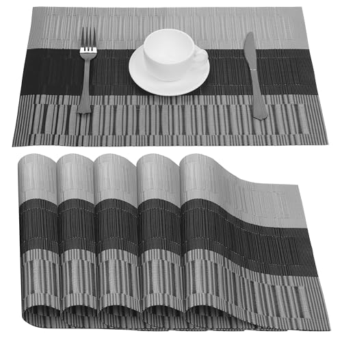 Belle Vous 6er Pack graue & Schwarze Tischsets - rutschfeste PVC Platzsets abwaschbar - Strapazierfähige Tischsets - Leicht zu reinigen - Hitzebeständig und wasserdicht Belle Vous 6er Pack graue & Schwarze Tischsets - rutschfeste PVC Platzsets abwaschbar - Strapazierfähige Tischsets - Leicht zu reinigen - Hitzebeständig und wasserdicht von BELLE VOUS
