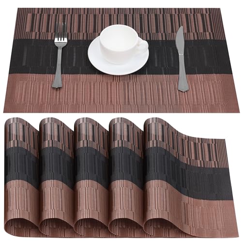 Belle Vous 30 x 45cm 6er Pack kupferfarbene & Schwarze Tischsets - rutschfeste PVC Platzsets abwaschbar - Strapazierfähige Tischsets - Leicht zu reinigen - Hitzebeständig und wasserdicht Belle Vous 30 x 45cm 6er Pack kupferfarbene & Schwarze Tischsets - rutschfeste PVC Platzsets abwaschbar - Strapazierfähige Tischsets - Leicht zu reinigen - Hitzebeständig und wasserdicht von BELLE VOUS
