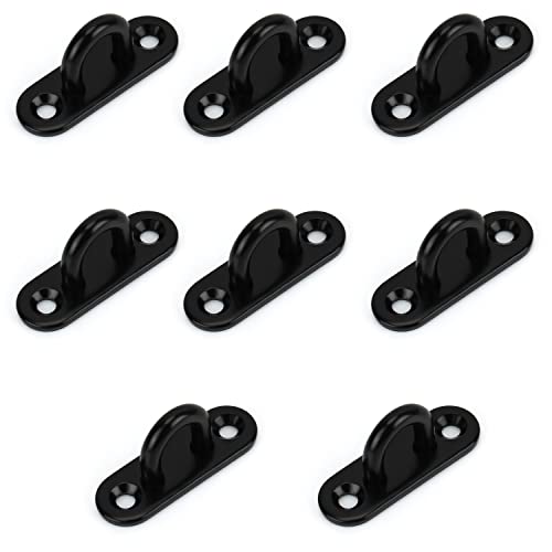 Belle Vous 8er Pack Schwarze M5-Edelstahl Ösen-Haken zum Schrauben - Strapazierfähige U-förmige Wand-/Deckenhaken Schwarz Rechteckig 50 x 15 mm - Schraubhaken Edelstahl zum Aufhängen - Hält bis 40 kg von BELLE VOUS