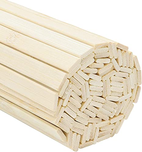 Belle Vous Bambus Holzstäbe Extra Lang zum Basteln aus Naturholz (100 Stk) - 40cm Stabile Holzstäbchen Holzdübel Rechteckige Bastelstäbchen aus Holz Bambusstäbe Bambusstangen zum Basteln von BELLE VOUS