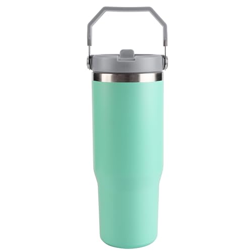 Belle Vous Edelstahl Thermobecher mit Strohhalm-Deckel & Griff - 880 ml - Isolierter Thermobecher Kaffee To Go für Heiße & Kalte Getränke - Tragbarer Vakuum-Thermobecher mit Henkel - Hellblau Belle Vous Edelstahl Thermobecher mit Strohhalm-Deckel & Griff - 880 ml - Isolierter Thermobecher Kaffee To Go für Heiße & Kalte Getränke - Tragbarer Vakuum-Thermobecher mit Henkel - Hellblau von BELLE VOUS