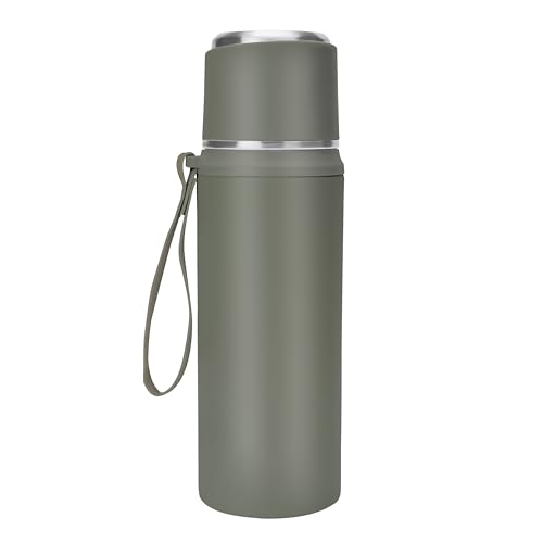 Belle Vous Graue Thermosflasche aus Edelstahl - 800ml Doppelwandiger & vakuumisolierter Thermoskanne mit Becher - auslaufsichere Thermos Flasche für heiße und kalte Getränke von BELLE VOUS