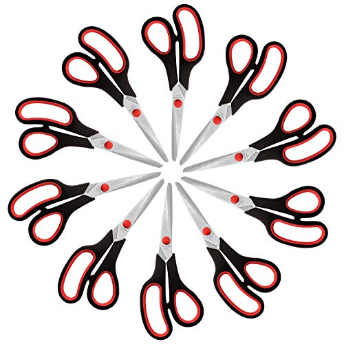 Belle Vous Haushaltsschere Set (10er Pack) - 21cm Gesamtlänge - Scharfe Haushaltsschere Edelstahl - Weiche Komfortgriffe - Bastelschere Schule, Büro und Zuhause - Mehrzweck-Bastelschere von BELLE VOUS