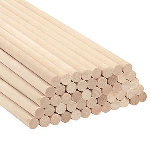 Belle Vous Holzstäbchen zum Basteln Natürlicher Holzstab Rund (50er Pack) 30cm Extra Lange Unbearbeitete Rundholz 10mm Durchmesser Unbehandeltes Holz Makramee Holzstab für DIY, Holzarbeit, Dekoration von BELLE VOUS