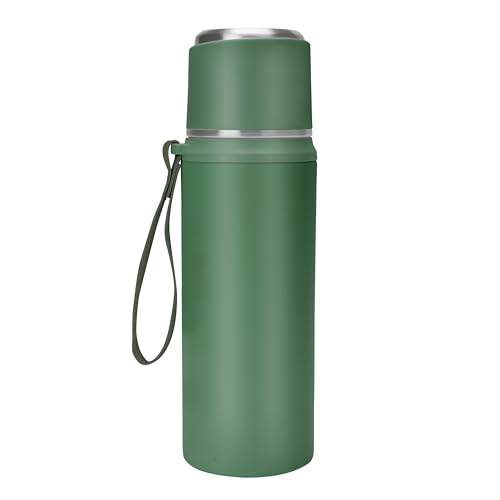 Belle Vous Grüne Thermosflasche aus Edelstahl - 800ml Doppelwandiger & vakuumisolierter Thermoskanne mit Becher - auslaufsichere Thermos Flasche für heiße und kalte Getränke von BELLE VOUS