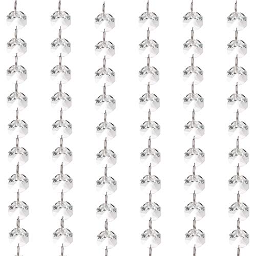 BELLE VOUS Glaskristallperlen für Kerzenständer und Girlanden (6 Stück) 1,5 cm achteckige Perlenkette zum Basteln, Dekoration, Schmuckherstellung von BELLE VOUS