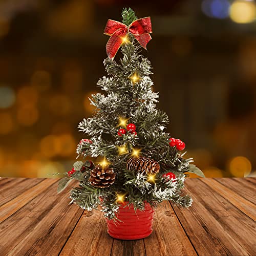 Belle Vous Künstliche Rote Mini Weihnachtsbaum Deko mit LED - 40cm - Mini Tannenbaum Dekoriert mit Beeren, Tannenzapfen & Schleifen für Haus, Tisch & Wohnzimmer Belle Vous Künstliche Rote Mini Weihnachtsbaum Deko mit LED - 40cm - Mini Tannenbaum Dekoriert mit Beeren, Tannenzapfen & Schleifen für Haus, Tisch & Wohnzimmer von BELLE VOUS