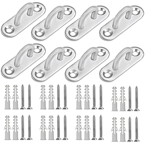 Belle Vous M5 Augplatte Edelstahl Ösen Halterung (8 Stk)- Deckenhaken U Förmige Edelstahl Befestigungshaken Karabiner (50 x 17 mm) - Belastbarkeit bis zu 40kg - Metallhaken Wandhalterung zum Aufhängen von BELLE VOUS