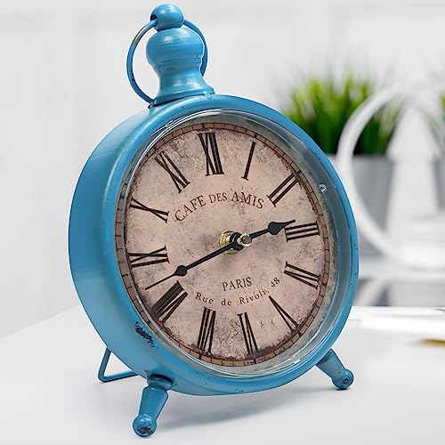 Belle Vous Tischuhr Vintage Leise – 23 x 15cm Antiker Retro Wecker Ohne Ticken, Standuhr Klein Analog Uhr Schreibtisch Standuhr Wohnzimmer, Nachttisch, Büro – Wecker Vintage Französischer Landhausstil von BELLE VOUS