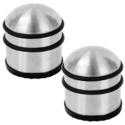 Belle Vous Türstopper Boden Chrom Türstopper Edelstahl (2 Stk) – D7 x H7,8 cm – Türstopper Boden Schwer Massiver Rutschfester Tür Stopper Turstopper mit Gummiringen für Zuhause, Schule, Büro von BELLE VOUS