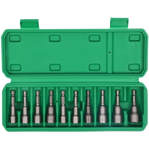 Belle Vous Magnetischer Steckschlüsselsatz 10-teilig - Stecknuss Set - Schraubendreher Set - SAE und metrischer Schlagbohrer-Satz - 8-14mm Stahl-Steckschlüssel Verlängerungen von BELLE VOUS
