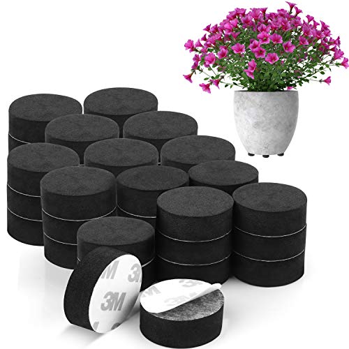 BELLE VOUS Unsichtbare Blumentopf Füße 40er Pack - Schwarze Füße für Blumenkübel - rutschfest mit starken selbstklebenden Pads für mittelgroße & große Pflanzkübel für Zimmer- und Freilandpflanzen von BELLE VOUS