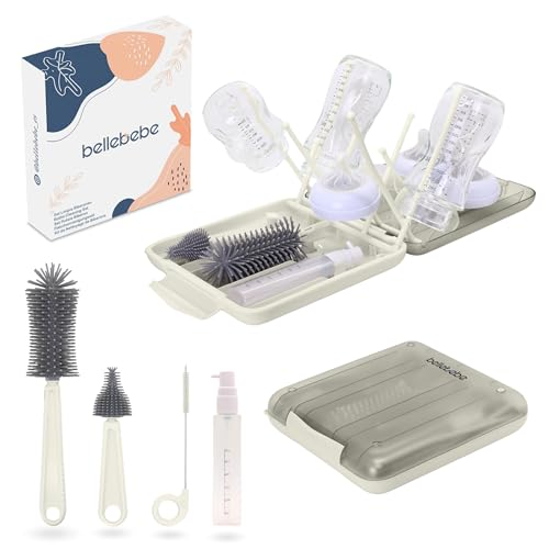BELLEBEBE Set Trockenständer Babyflaschen mit Flaschenbürste Baby - 6 in 1 Flaschenständer - Transportabel, Faltbar, BPA-frei BELLEBEBE Set Trockenständer Babyflaschen mit Flaschenbürste Baby - 6 in 1 Flaschenständer - Transportabel, Faltbar, BPA-frei von BELLEBEBE