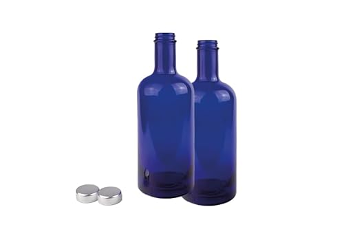 BELLEROFONTE Blau Glasflasche Modell Gin für Wasser 750 ml mit silbernem Verschluss, 2 Stücke BELLEROFONTE Blau Glasflasche Modell Gin für Wasser 750 ml mit silbernem Verschluss, 2 Stücke von BELLEROFONTE