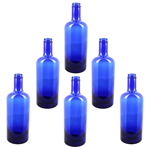 BELLEROFONTE Blau Glasflasche Modell Gin für Wasser 750 ml mit silbernem Verschluss, 6 Stücke von BELLEROFONTE