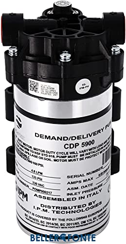 Bellerofonte Membranpumpe Wasserpumpe Spannung 24 Volt DC DDP 5900 mit Bürstenmotor Schnellkupplung für 8 mm Rohre von BELLEROFONTE