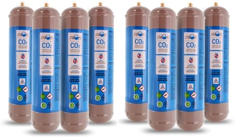 Co2 600 g Einweg-Flaschen, Anschluss M11 x 1 für Spender, Wassersprudler, Behälter aus Stahl, Nr. 8 Flaschen von BELLEROFONTE