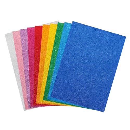 BELLIFFY 10 Blätter Farbiges Kartonpapier Glitzerndes Origami-Papier Origami-quadratpapier DIY-Material Origami-papierblatt Scrapbook-Papiere Glitzerkarton Werkzeug A4 Büttenpapier Handbuch von BELLIFFY