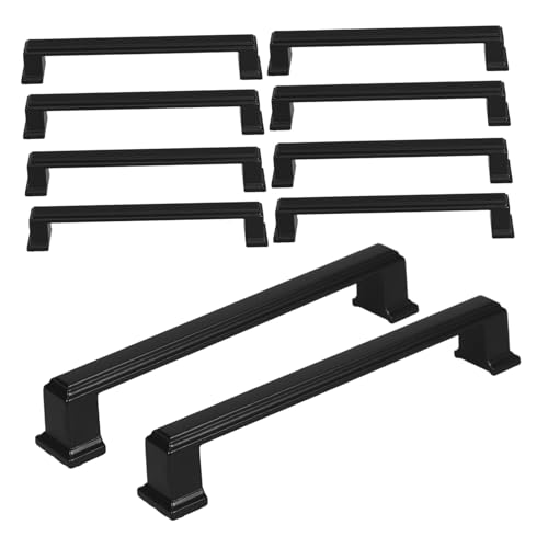BELLIFFY 10 Stück Teiliges Schwarze Aluminiumlegierung Retro Küchenschrankgriffe Langlebige Metallknöpfe Einfache Montage Kratzfreie Oberfläche Vielseitig für Kommoden Schränke und Möbel von BELLIFFY