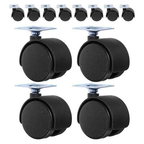 BELLIFFY 12 Stück Teiliges Möbelrollen aus Robustem Nylon und Metall Drehbar und Geräuscharm Ersatz für Bürostuhl Kleine Schwarze ohne Bremse für Hartböden und Teppich Vielseitig für Büro von BELLIFFY
