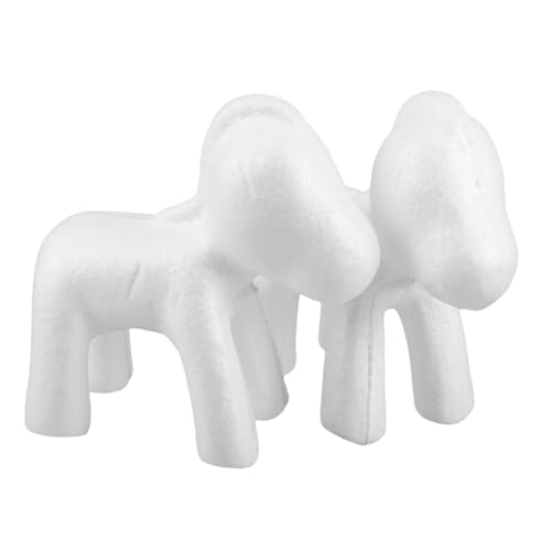 BELLIFFY 2 Stücke Weiße Einhorn-schaumstoffformen aus Polystyrol Blanko DIY Bastelmodell Leichte Einhorn-skulptur für Hochzeits Weihnachtsdeko für Kreative Floristik und Partygestaltung von BELLIFFY