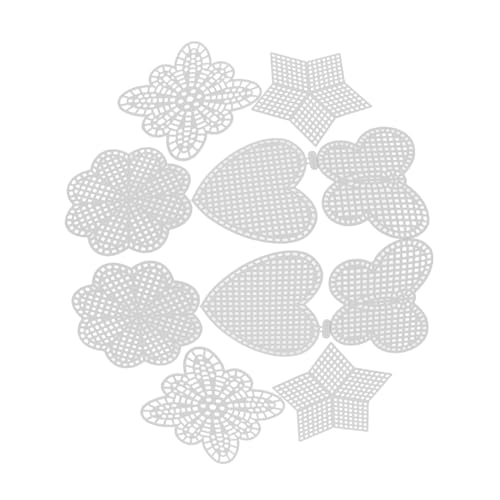 BELLIFFY 25 Stück Teiliges Kunststoff-Netzstoff Schmetterlingen Sternen Herzen und Blumen Weiße Kunststoff-gitterplatten DIY Stickerei Leinwand für Kreuzstich und Garnbasteln Vielseitig für von BELLIFFY