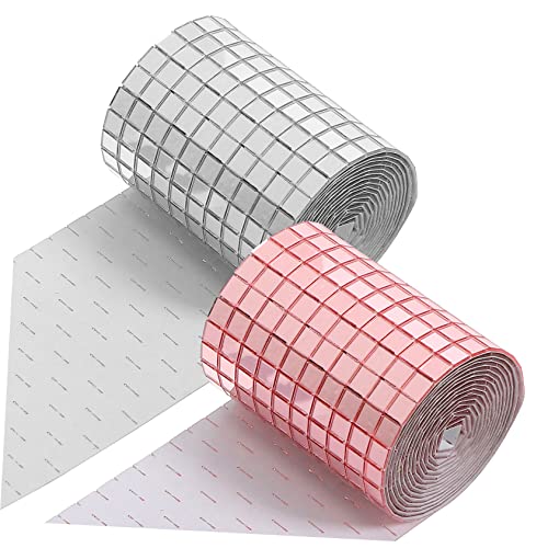 BELLIFFY 2Stücke Selbstklebende Mosaikfliesen mit Acrylspiegeloberfläche Quadratische Mosaikaufkleber für Kreative Wanddekoration und DIY Projekte von BELLIFFY