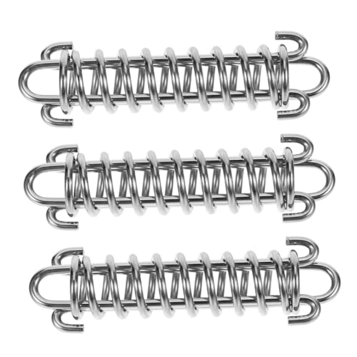 BELLIFFY 3 Stück Explosionssicheres Traktionsseilfeder Bungee-Leine Absorber Hundeleine Stoßdämpfende Hundeleine Verlängerung der Federspanner Hundetaste Rostfreier Silber von BELLIFFY