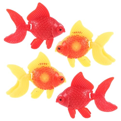 BELLIFFY 4 Stück Teiliges Realistische Künstliche Goldfische aus Kunststoff Schwimmende Aquarium Dekoration Lebensechte Miniaturfische für Teich und Zen Garten Wartungsfrei Rot orange gelb von BELLIFFY