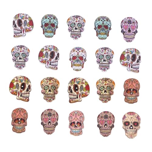 BELLIFFY 48 Stück Teiliges Handbemalter Natürlicher Holzknöpfe mit Totenkopf-motiv Nähknöpfe für DIY Kleidung Scrapbooking und Halloween-dekoration Bunt Gemischt Langlebig Umweltfreundlich BELLIFFY 48 Stück Teiliges Handbemalter Natürlicher Holzknöpfe mit Totenkopf-motiv Nähknöpfe für DIY Kleidung Scrapbooking und Halloween-dekoration Bunt Gemischt Langlebig Umweltfreundlich von BELLIFFY