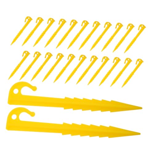 BELLIFFY 50 Stück Gelbe Kunststoff Zeltnägel mit Gezahnten Kanten Windfeste Heringe für Campingzelte Planen und Garten Leichte Robuste Outdoor-bodenanker Vielseitig für Rasen Sand Erde von BELLIFFY