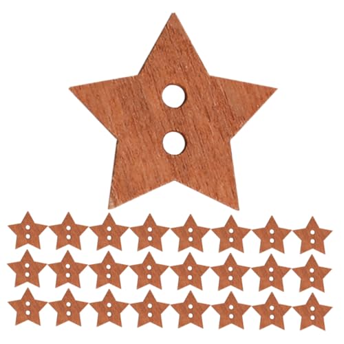 BELLIFFY 50 Stück Holzknöpfe Sternform Handgefertigte Robuste Zierknöpfe aus Natürlichem Holz für Nähen Basteln DIY projekte Langlebige Kleine Sternknöpfe für Kleidung und Accessoires von BELLIFFY
