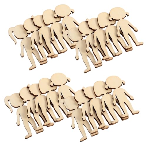 BELLIFFY 50 Stück Holzscheiben Mädchen Holzfiguren zum Basteln Unbehandelte Holzplättchen DIY für Kindergeburtstag Naturholzscheiben für Malen und Weihnachtsdeko Stabile Holzbausteine für von BELLIFFY