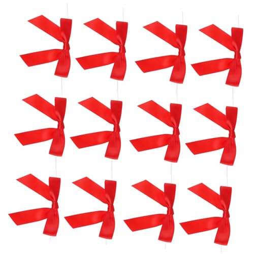 BELLIFFY 50stücke Rote Kleine Schleifen Zum Basteln Polyester-Schleifen Als Dekoration Für Geschenktüten Hochzeit Und Heimdekoration Verstellbarer Draht Vielseitig Einsetzbar von BELLIFFY