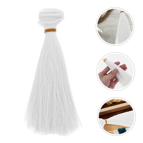BELLIFFY 6 Stück Teiliges Puppenhaare Weiß Synthetisch Gerade Haarverlängerungen für DIY Bastelprojekte Kostümparty Perücken Ersatz für Puppen Hochtemperaturfaser Weich und Pflegeleicht von BELLIFFY