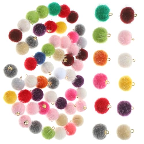 BELLIFFY 60 Stück Teiliges Ohrschmuck Flauschigen Pompon anhängern aus Langlebigem Polyester und Legierung Bunte DIY Charms für Handgemachten Schmuck Leicht zu Verbinden und Farbecht von BELLIFFY