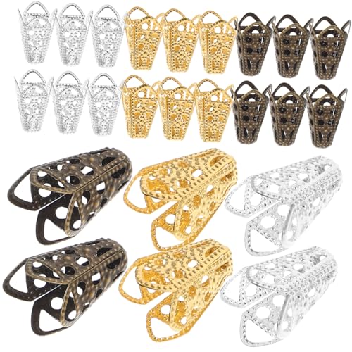 BELLIFFY 60 Stück Teiliges Vintage Metall Perlenkappen Filigrane Blumen Endkappen Stabile DIY Schmuckzubehör für Armbänder Halsketten Ohrringe Langlebige Verschleißfeste Materialqualität von BELLIFFY