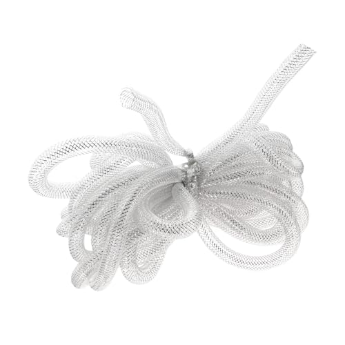 BELLIFFY Elastische Mesh schlauchkordel für DIY Schmuck und Accessoires Silber weißes Netzgewebe Flexibles Garn für Armbänder Haarschmuck und Schuhbänder Kreative Bastelidee von BELLIFFY