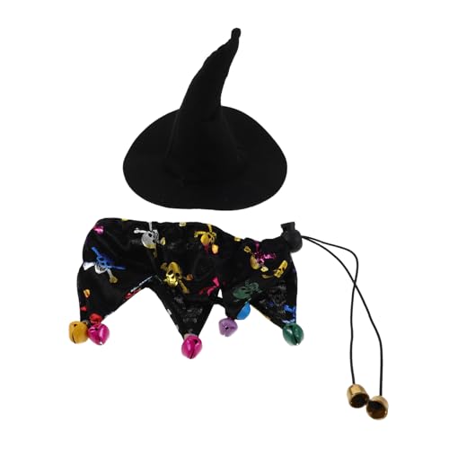 BELLIFFY Halloween Haustier Hexenkostüm mit Verstellbarem Zauberer-Hut und Umhang für Kleine Hunde und Katzen Glocke Einzigartiges Design für Cosplay Geburtstagsfeiern und Festtagsanlässe von BELLIFFY