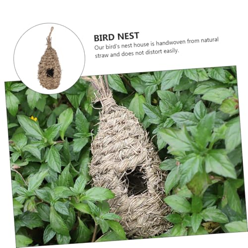BELLIFFY Handgefertigtes Handgewebtes Stroh Vogelnest mit Aufhängung Wetterfestes Vogelhaus für Haustiere Sicherer Unterschlupf und Dekoratives Nest für Balkon und Garten von BELLIFFY