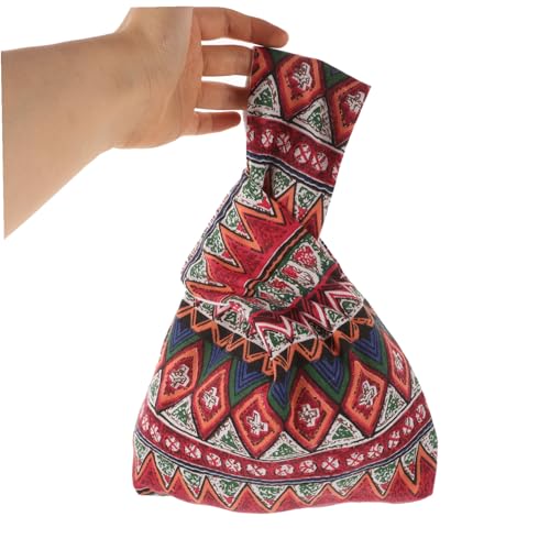 BELLIFFY Handgelenktasche Damen Handgefertigte Strickwerkzeug Aufbewahrungstasche Leicht Tragbare Rote Ethno Wrist Bag Kompakt Für Alltag Geburtstag Geschenk von BELLIFFY