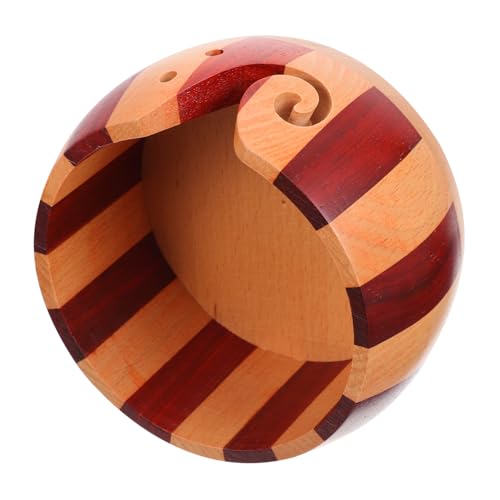 BELLIFFY Holz wollschale mit Garnführung und Nadelhalter Runde Strickschale aus Robustem Holz Garnaufbewahrung für Stricken und Häkeln Glatte Oberfläche Langlebiger Desktop Yarn Holder von BELLIFFY