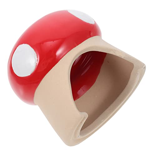 BELLIFFY Keramik Hamsterhaus in Pilzform Langlebiges Versteck und Nest für Zwerghamster Süßes Kleintierversteck Multifunktional als Schlafhaus und Kuschelhöhle Leicht Tragbar von BELLIFFY