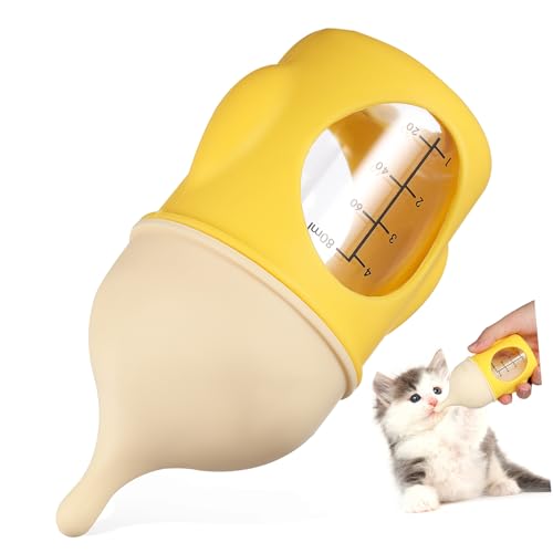 BELLIFFY Neugeborene Kitten Milchflasche mit Klarer Messskala Ergonomisch Leichte Reinigung für Welpen Katzen und Kleine Haustiere Fütterung Zubehör von BELLIFFY