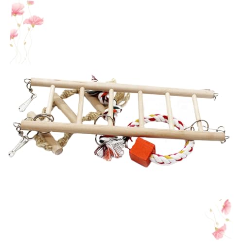 BELLIFFY Papageien Kauspielzeug Holzleiter Hängende Schaukel für Vogelkäfig Sitzstange Naturholz Parrot Swing für Balance und Abenteuer von BELLIFFY