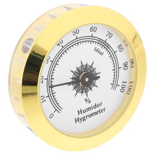 BELLIFFY Rundes Analoges Hygrometer Goldenes Metallgehäuse Eingebettetes Feuchtigkeitsmessgerät für Zigarrenboxen Teeboxen Schränke und Gewächshäuser Zuverlässiger Feuchtigkeitsmesser für von BELLIFFY